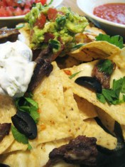 Steak Nachos and Salsa Bar